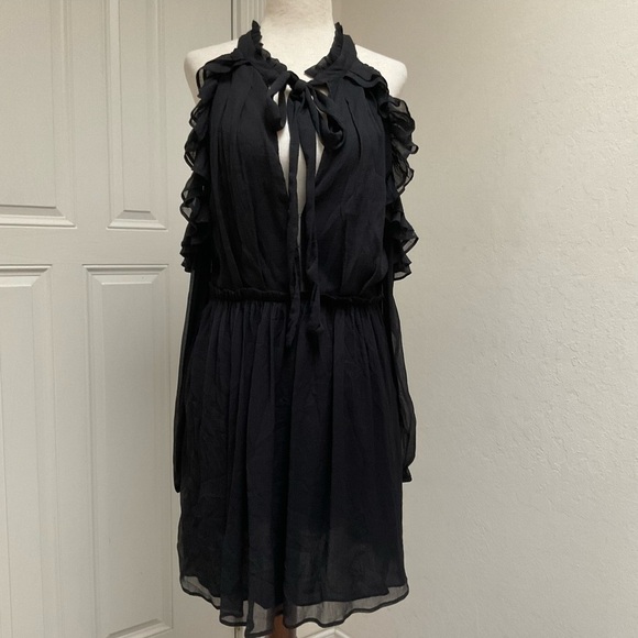 New! Free People Off Shoulder Ruffle Detail Mini Dress Size 6 - Picture 2 of 16